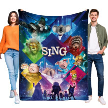 Couverture légère en flanelle inspirée du film Tous en scène, idéale pour le lit ou le canapé. Cadeau d'anniversaire idéal.