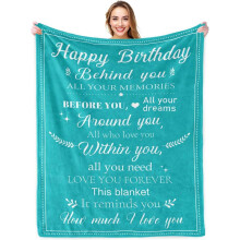 Birthday Gift for Women - Purple 50"x60" Friendship Blanket, compatible with Mom, Grandma, Wife - Happy Birthday Decorations