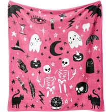 Couverture d'Halloween, jeté en flanelle polaire mignon kawaii fantôme squelette gothique sorcière citrouille pour la décoration de la maison, du