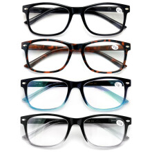 4 paar leesbrillen met blauwlichtfilter, UV-straling/verblindingfilter, geschikt voor computergebruik, voor mannen en vrouwen +4.00