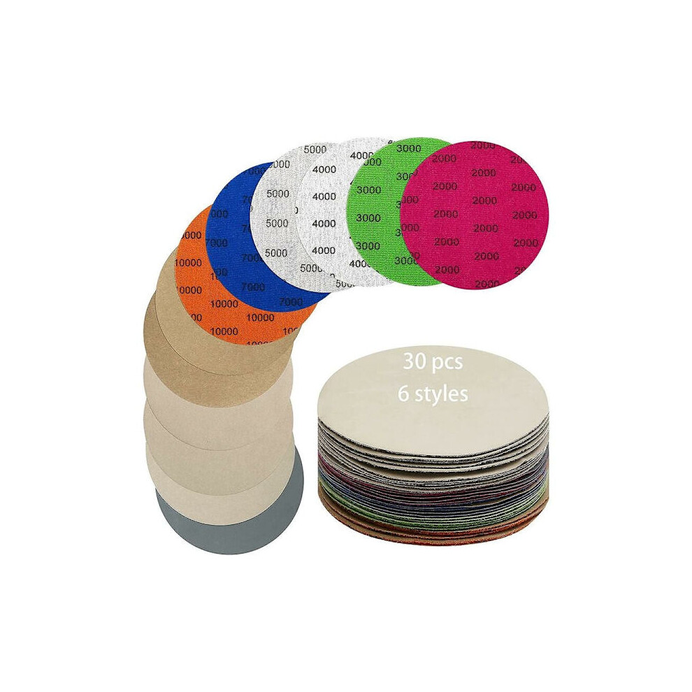 30 Pcs Sandpaper Sandpaper Discs 125Mm Grit 2000/3000/4000/5000/7000/ 9083649959916