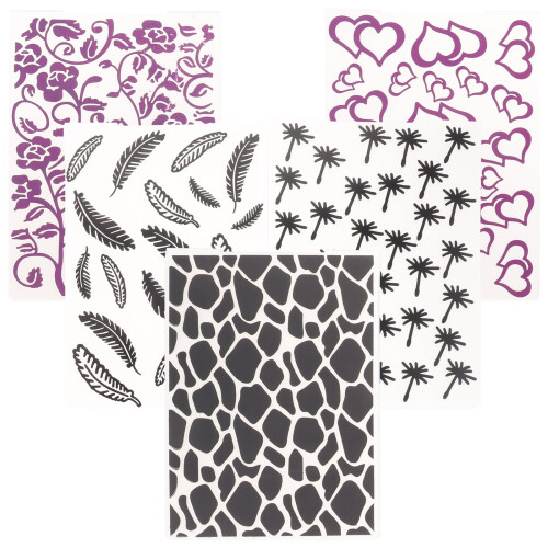 Bump Embossing Template Scrapbooking Folder Machine Plastic File Folders Textured Leaves for Crafts 5 Pcs