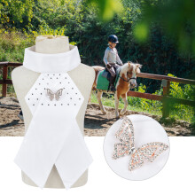 3PCS Combed Cotton White Horse Riding Necktie & Brooch Set, Free Size