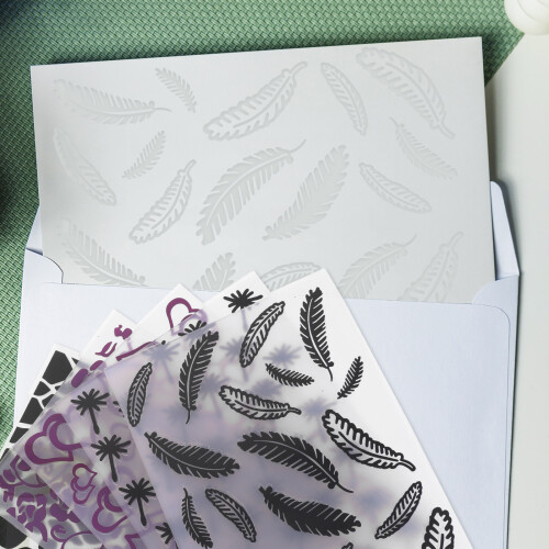 Bump Embossing Template Scrapbooking Folder Machine Plastic File Folders Textured Leaves for Crafts 5 Pcs 1