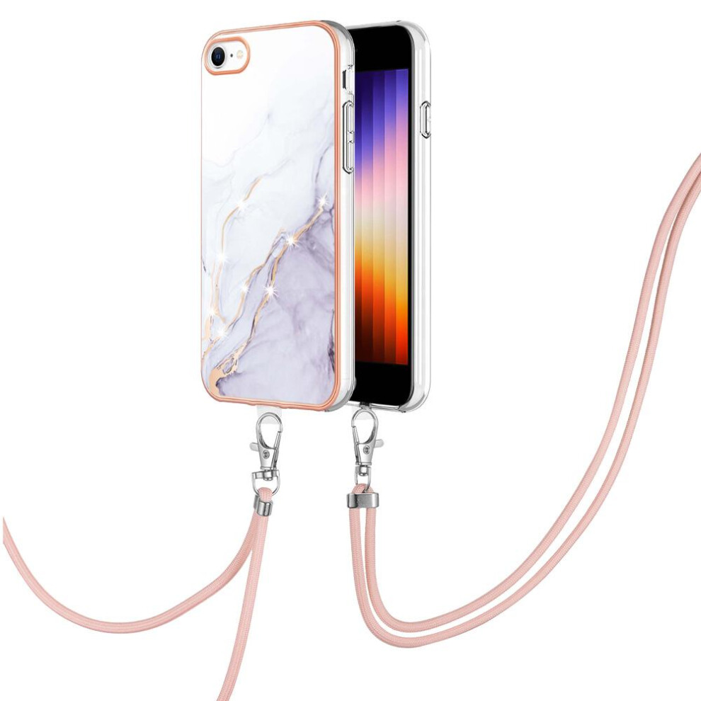 Case For Compatible With Iphone Se 2020/8/7 Marble Crossbody Lanyard Strap Bumper Anti-Scratch Soft 9083649961995