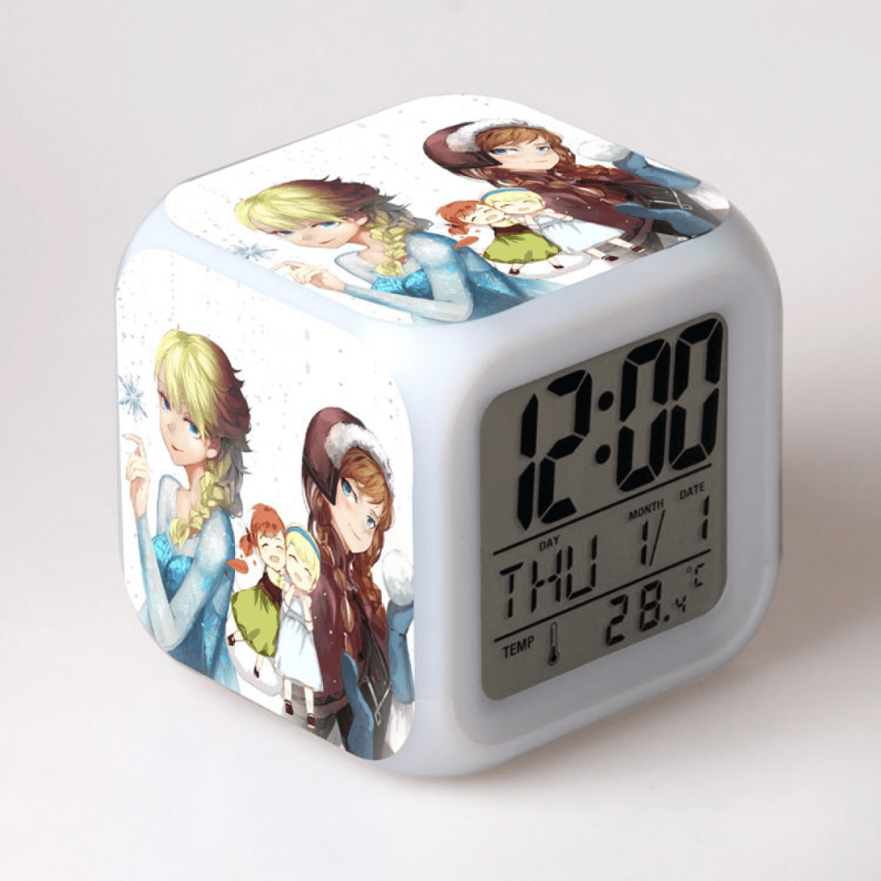 LED Alarm Clock with Frozen Pattern - Glowing Colorful Digital Desk Clock, Compatible with HTNL#181 - Gift for Kids, Adults