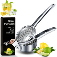 Heavy Duty Stainless Steel Lemon Squeezer with Extra Large Bowl, Manual Citrus Juicer and Lime Press