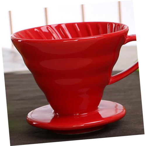 Reusable Coffee Filter Cup Handmade Rustproof Ceramic with Precision Pour Spout, Red Gift Idea 1