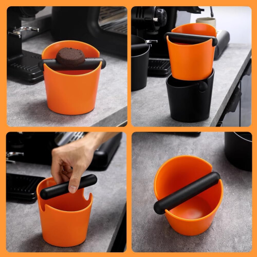 Orange 2.5L Open Coffee Knock Box with NonSlip Base and Deep Bowl Design 2
