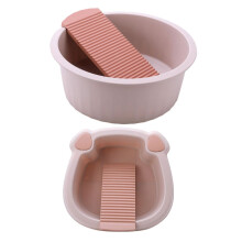 2 Pack Plastic Washing Basin with BuiltIn Washboard for Laundry, Foot Soaking and Travel Use