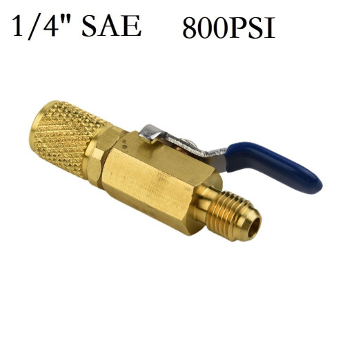 1X ευθεία σφαιρική βαλβίδα 1/4 ιντσών Sae800Psi για λάστιχο αυτοκινήτου R410A AC
