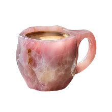 Mineral Coffee Cup Teacup Cup Colorful Onyx Mug Mineral Novelty Coffee Cups And Mugs Elegant Gift For Home Office Coffee Mugs (Pink)