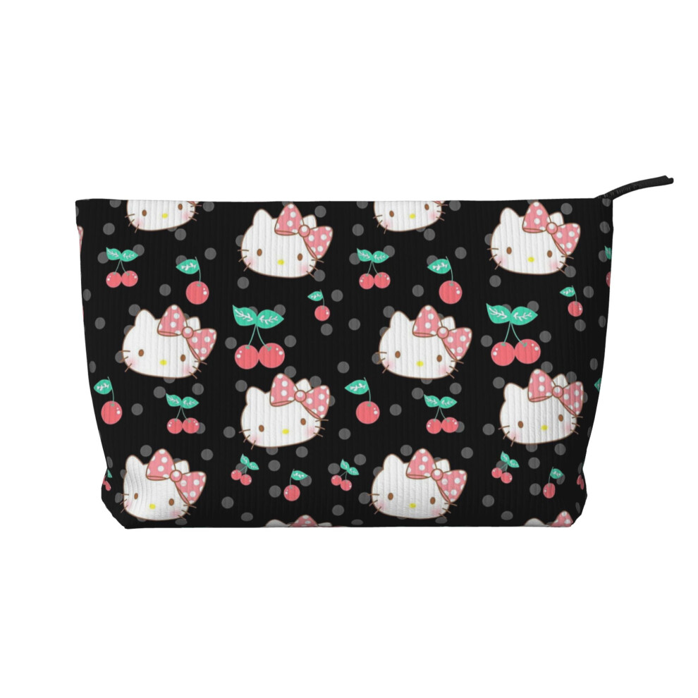 Hello Kitty Corduroy Cosmetic Bag Women's Toiletry Bag Accessories with Zipper Storage Bag Portable Cosmetic Travel Bag