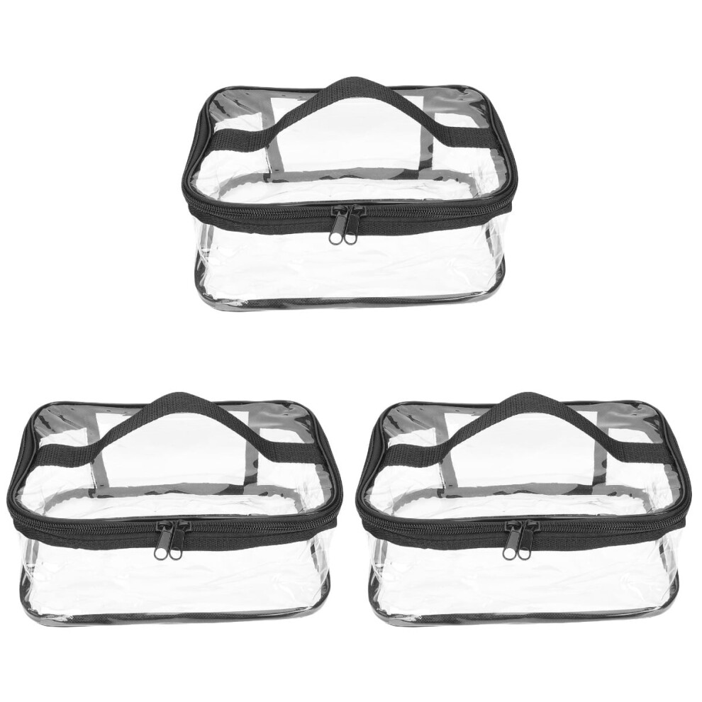 3pcs Travel Makeup Bag Clear Cosmetic Storage Bag Portable Toiletry Bag with Handle