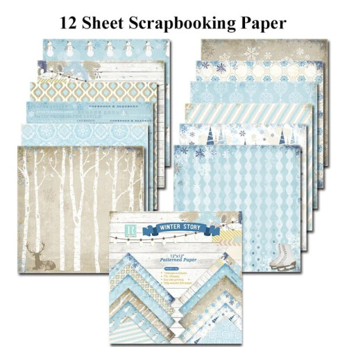 Χαρτί Scrapbooking 12 φύλλων 30x30cm, Μπλοκ χαρτιού για Scrapbooking 12 ιντσών, Χαρτόνι, Κατασκευή