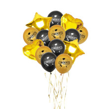 Qdahuk examensballonger i svart/vit guld, 12-tums ballonger med examenstema för examensfestdekorationer D