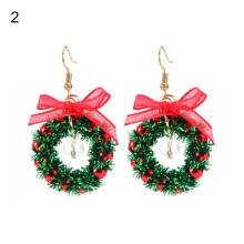 Women Earrings Christmas Tree Wreath Faux Crystal Jewelry Lightweight All Match Colorful Balls Dangle Earrings