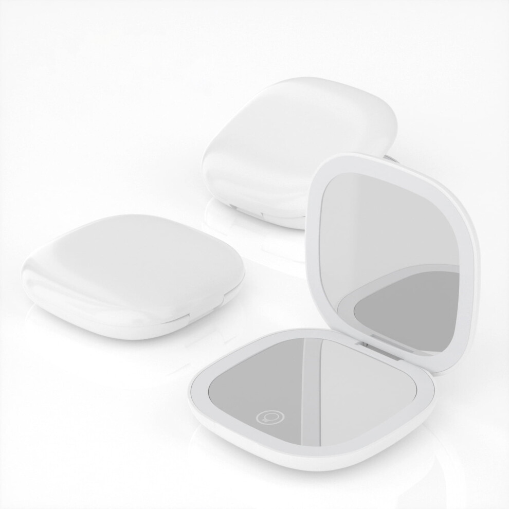 Compact 2-Sided Rechargeable Travel Mirror, 1X/10X Magnification, Dimmable Brightness & 3 Colors, Portable Folding Makeup Mirror for Travel, Home,