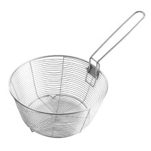 Stainless Steel Deep Fryer Basket with Detachable Folding Handle, Round Mesh for Fries and Chips, 8 Inch Dishwasher Safe