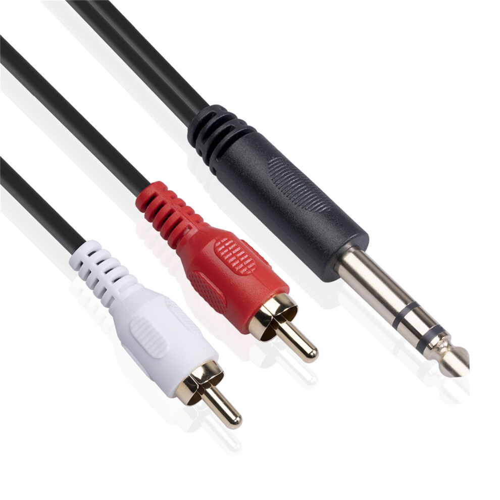 Viflosae 6.35Mm To 2Rca Cable, 1/4 Inch Male To 2 Male Stereo Audio Adapter Y Splitter Cable - Compatible With Gold 9395123893778