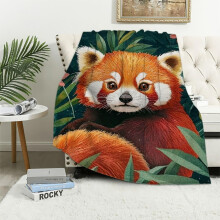 Manta de felpa con diseño de panda rojo vibrante - Franela ultrasuave, ligera y cálida, antipilling, ideal para sofá, dormitorio y viajes. 60 x 80