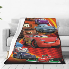 Deken met Lightning McQueen-print uit Cars, 127 x 102 cm, zachte flanellen fleece microvezel plaid voor bank, bed en op reis - geschikt voor alle