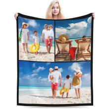 Customized Photo Blanket for Couples, Personalized with Name/Image/Logo, 40"x50", White, Gift for Wife/Husband, Anniversary, Wedding