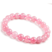 LiZiFang Armband mit runden Perlen aus echtem, natürlichem rosa Rosenquarz (8 mm)