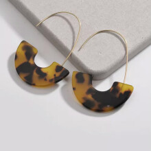 Orecchini a cerchio da donna RSAMD Fashion Brand in acetato acrilico tartarugato luna con filo di ottone - #2