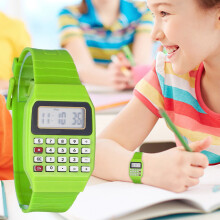 Orologio da polso elettronico multifunzione in silicone con calcolatrice.