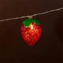 Red Strawberry Fruit Indoor String Lights, 10LED Garland Lamp for Kids Room, Christmas Window Decor, Compatible with Star & Fruit Themes
