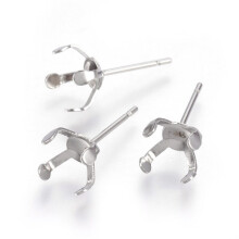 200 stuks 304 roestvrijstalen oorstekers met klauwzetting, roestvrij staal, kleur: 16,5 x 8,5 mm, binnendiameter: 8 mm, pin: 0,7 mm