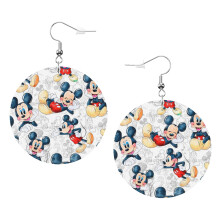 Cartoon Mickey Mouse Leather Earrings Christmas Decorative Design Faux Leather Earring Lightweight Dangle Drop Earrings for Women