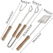Winysin 3 stk. grillværktøjssæt, grilltang, gaffel, spatel, CLeel, grillredskab