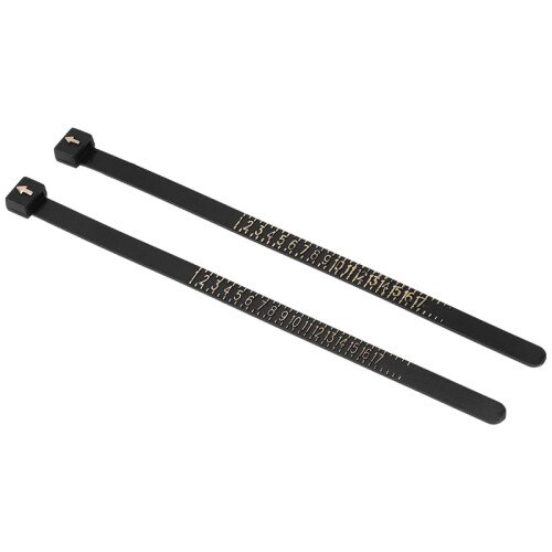 Kit de ferramentas para medir anéis e dedos com pano para polimento de joias.