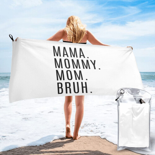 Mama Mommy Mom Bruh Αστεία Χαριτωμένη Πετσέτα Θαλάσσης Δώρου, Μαλακή Πετσέτα Μπάνιου από