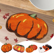 Jacenvly Kitchen Mats for Floor, 24x16 in Cute Pumpkin Design Imitation Cashmer Carpet Pad, Small Decorative Rug for Entrance, Bedside, Home Decor