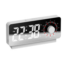 Alarm Clock Digital Electronic Alarm Clocks Visual Timer Mirror Temperature Clock with Snooze Function Desk Clock White