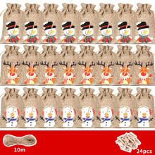 VOSS Christmas Linen Gift Bag Christmas Party Decoration Small Cloth Bag Drawstring Tie Mouth Linen Bag