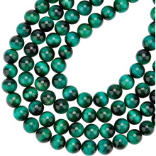 96 Stück Natursteinperlen, 8 mm, natürliche grüne Tigerauge-Rundperlen, lose Edelsteinperlen für die Schmuckherstellung (Loch: 1 mm)