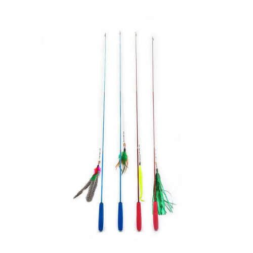 Feiona Retractable3-section Teaser Cat Interactive Toy Wand Fishing Pole Pet Toy (not Include Replacement) 2