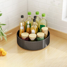 Vassoio girevole in acciaio al carbonio con rotazione a 360, compatibile con porta spezie, armadietti, cucina, bagno e camera da letto (nero)