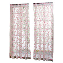 1*2M Light-colored Flowers Leaves Curtains Window Gauze Decoration Drapes for Bedroom Living Room (Pink)