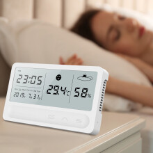 Relógio eletrônico multifuncional Txmfgh com tela LCD grande, que exibe padrões climáticos, temperatura e umidade, e inclui carregamento USB.