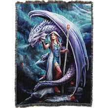 Manta tejida XL Dragon Mage de Anne Stokes - Manta de tapiz de algodón con diseño de fantasía - Hecha en EE. UU. - 82" x 62"
