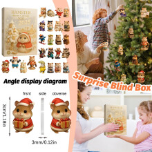 Adventskalender 2031 Kerstcadeaus 2D plat + vliegtuigdoos 24-delige aftelkalender blind box (met vliegtuigdoos) Hamster voor kerstfeest