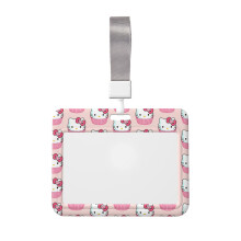 Estuche para tarjeta de identificación de Hello Kitty (horizontal): ecológico, ligero y elegante, con cordón desmontable, 10 cm x 7,5 cm,