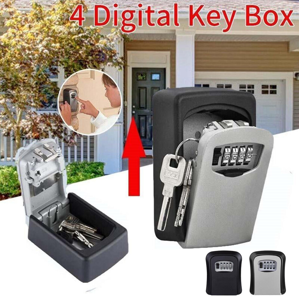 Key Lock Box, Wall Mount 4 Digits Combination Lockbox Outside, Waterproof Outdoor Key Hider For House Key 9395123330372