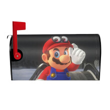 Cartoon Super Mario Mailbox Cover 25.5x21 in, Compatible with Winter & Christmas Decor, Magnetic Dust-Proof Letterbox Protection