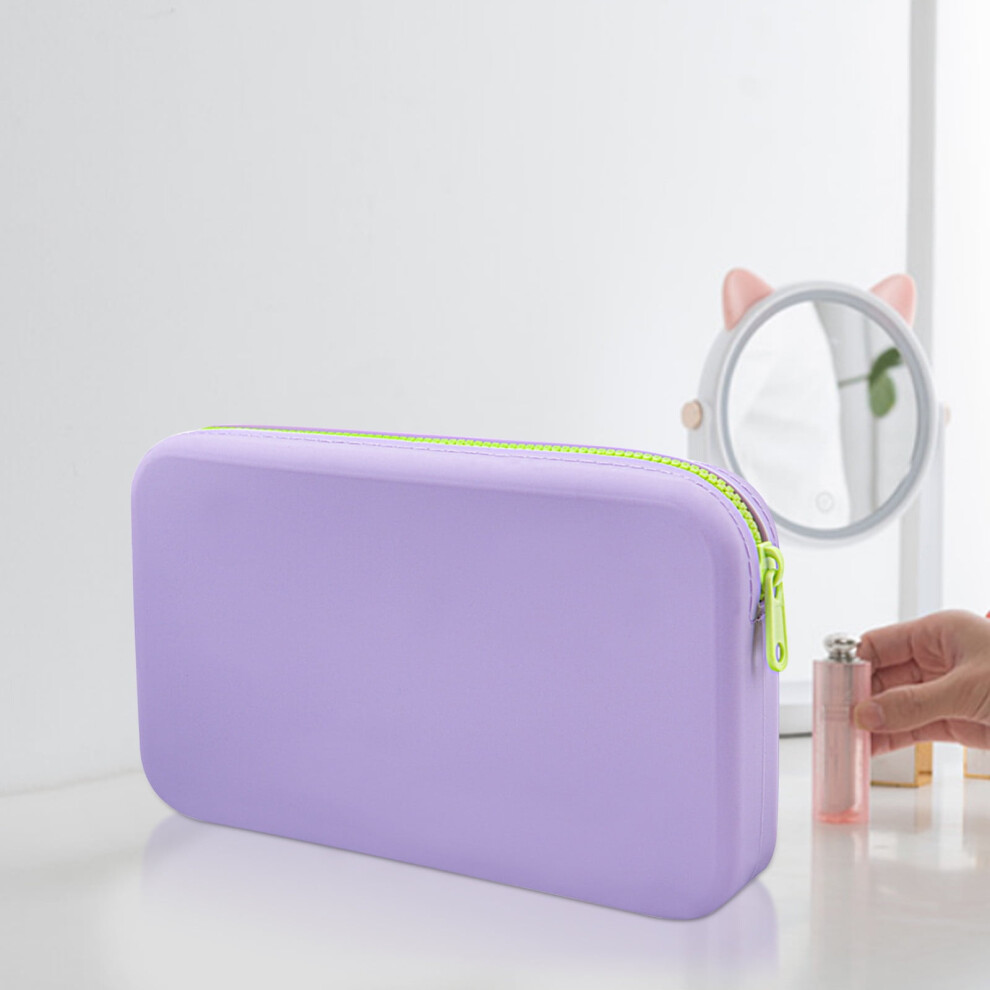 Lavender Oyigu Cosmetic Bag Silicone Cosmetic Bag Makeup Storage Pouch With Zipper Travel Portable Makeup Brush Bag-Ï¼ For Home, Office, Closet